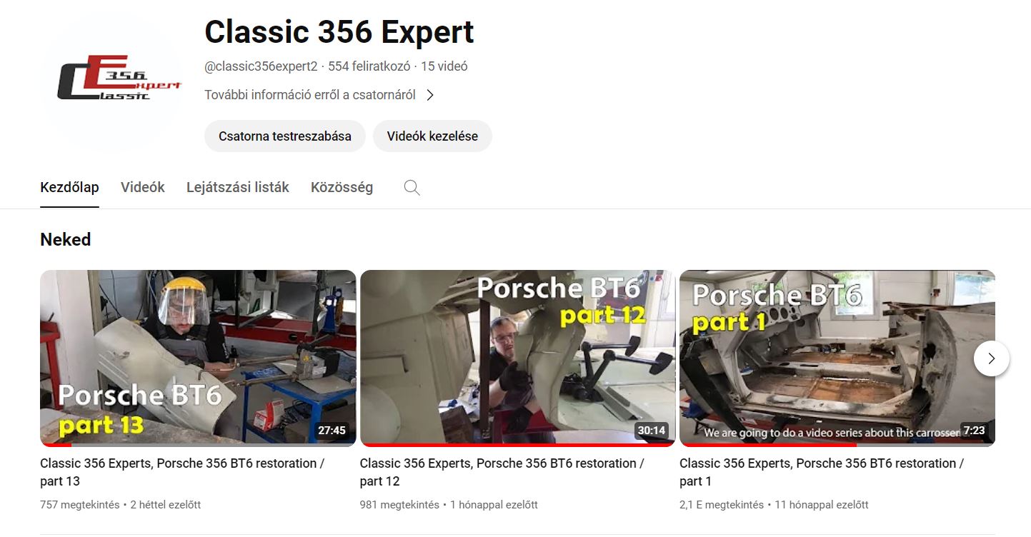 Classic 356 expert youtube csarorna videóvágás